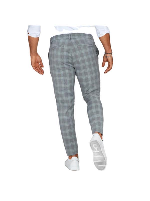 Plaid Print Pants Men's Casual Trousers Loose And Thin Fit