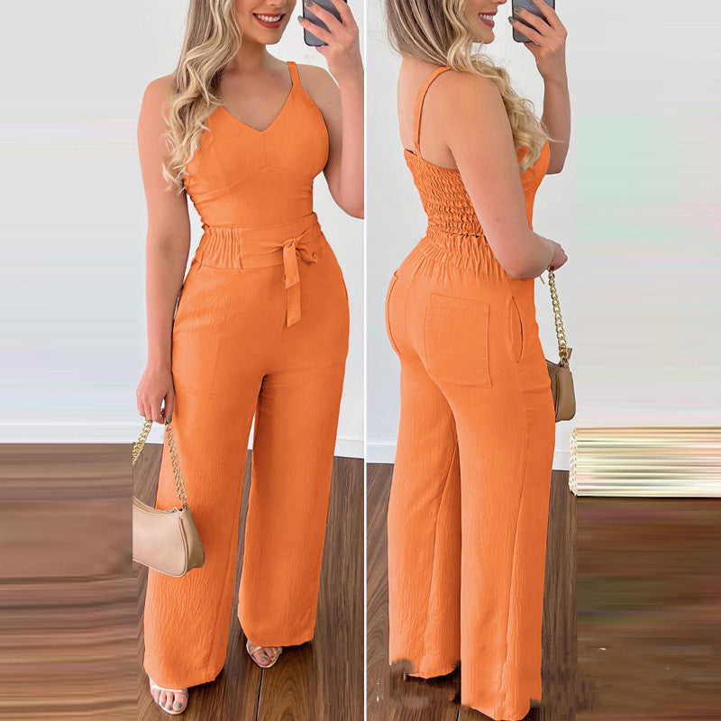 Women's Camisole Straight-leg Pants Casual Suit Set