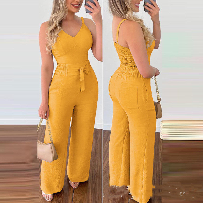 Women's Camisole Straight-leg Pants Casual Suit Set