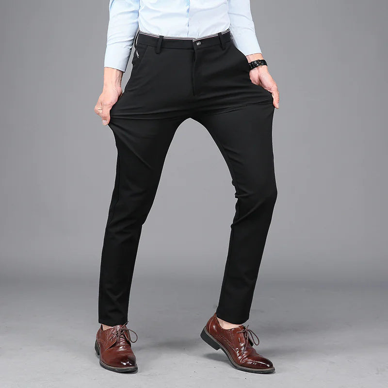 Stylish Elastic Suit Pants for Men - Slim Fit Trousers