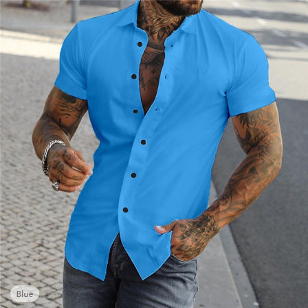 Simple Summer Men's Casual Solid Color Shirt in Various Colors