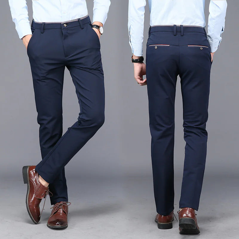 Stylish Elastic Suit Pants for Men - Slim Fit Trousers