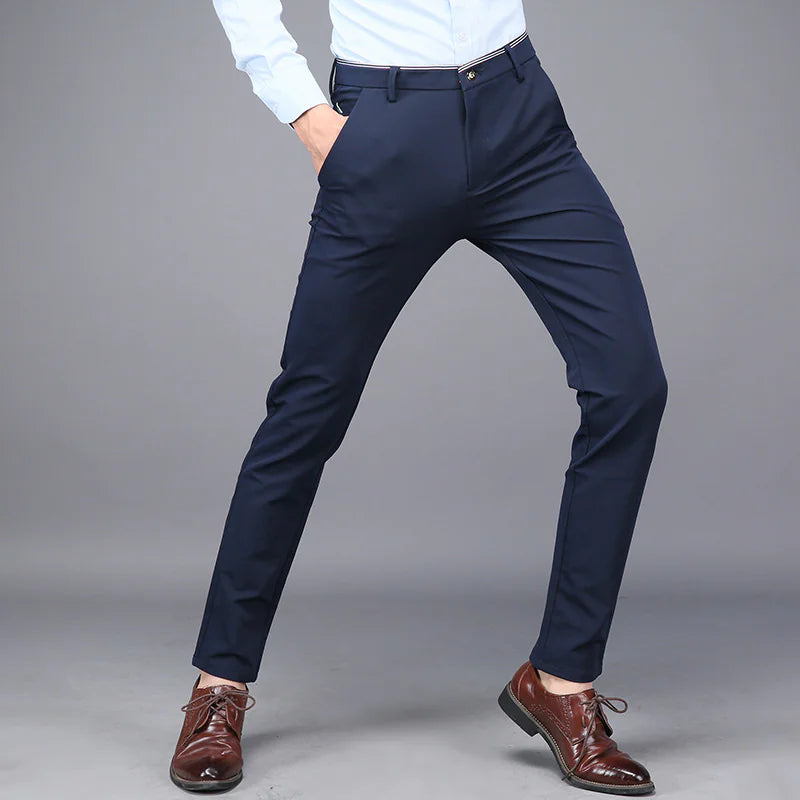 Stylish Elastic Suit Pants for Men - Slim Fit Trousers