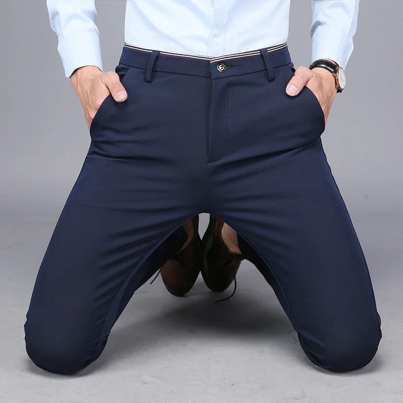 Stylish Elastic Suit Pants for Men - Slim Fit Trousers